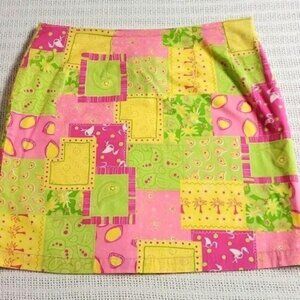 Cotton Connection Colorful‎ Lined Patchwork Cotton Side Zipper Sz L Skirt